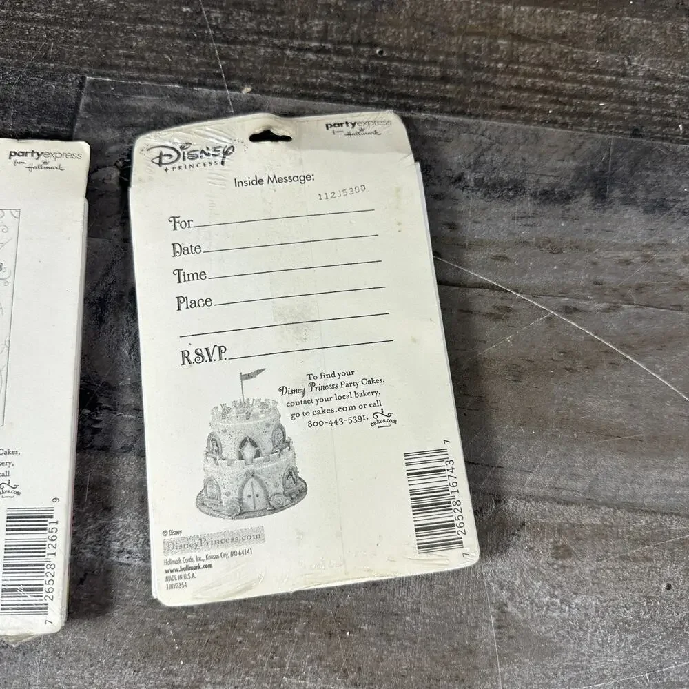 Vintage Disney Princesses Party Express Hallmark Invitations (8 Count) Lot of 2